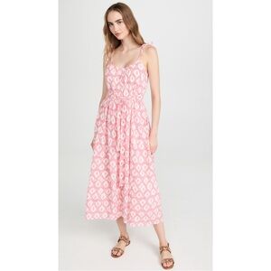 MAREA | $168 Siesta Ikat Print Midi Dress in Golden Hour, Size Small